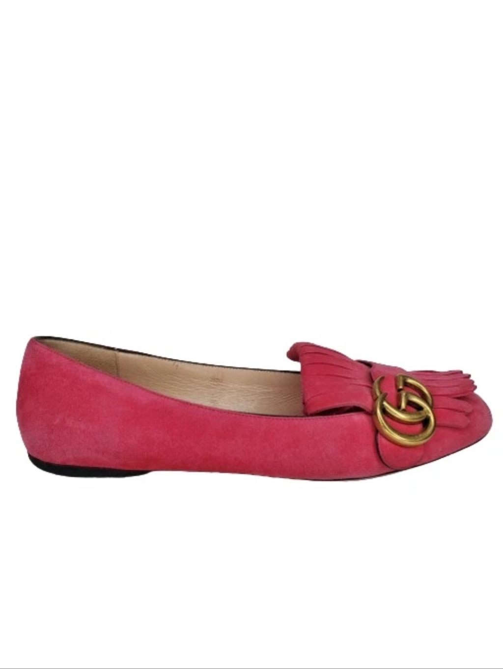 Gucci Gg Marmont Fringe Suede Ballet Flats